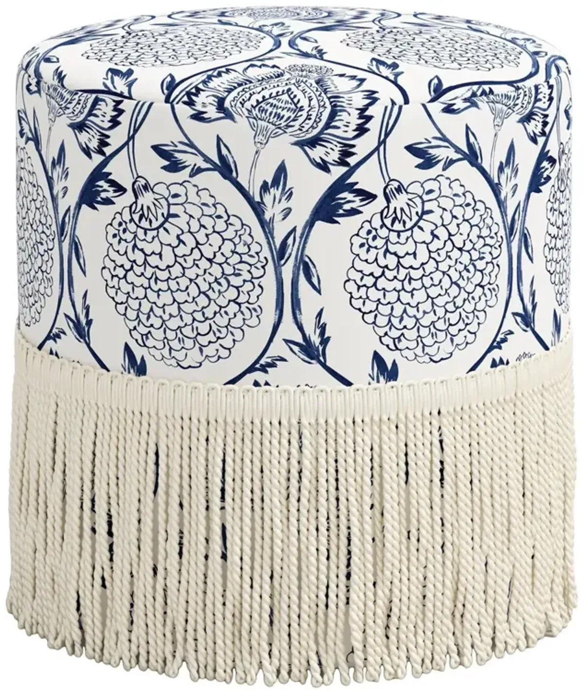Abigail Fringe Ottoman, Ranjit Floral