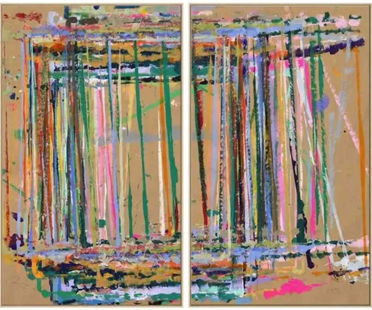 Beginnings Diptych Framed Canvas Painting - Soicher Marin - Multi