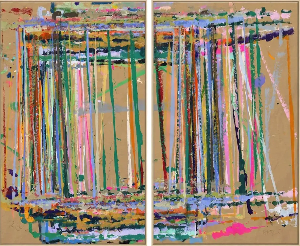 Beginnings Diptych Framed Canvas Painting