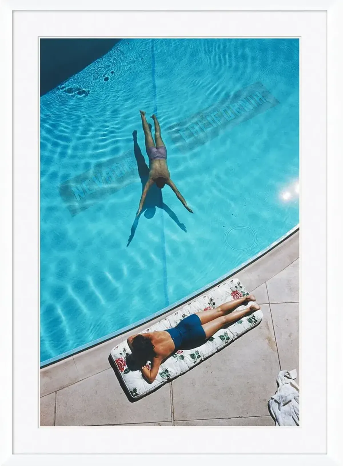 "Swimmer and Sun Bather" - Slim Aarons - 1959 Photograph - Handcrafted - Blue
