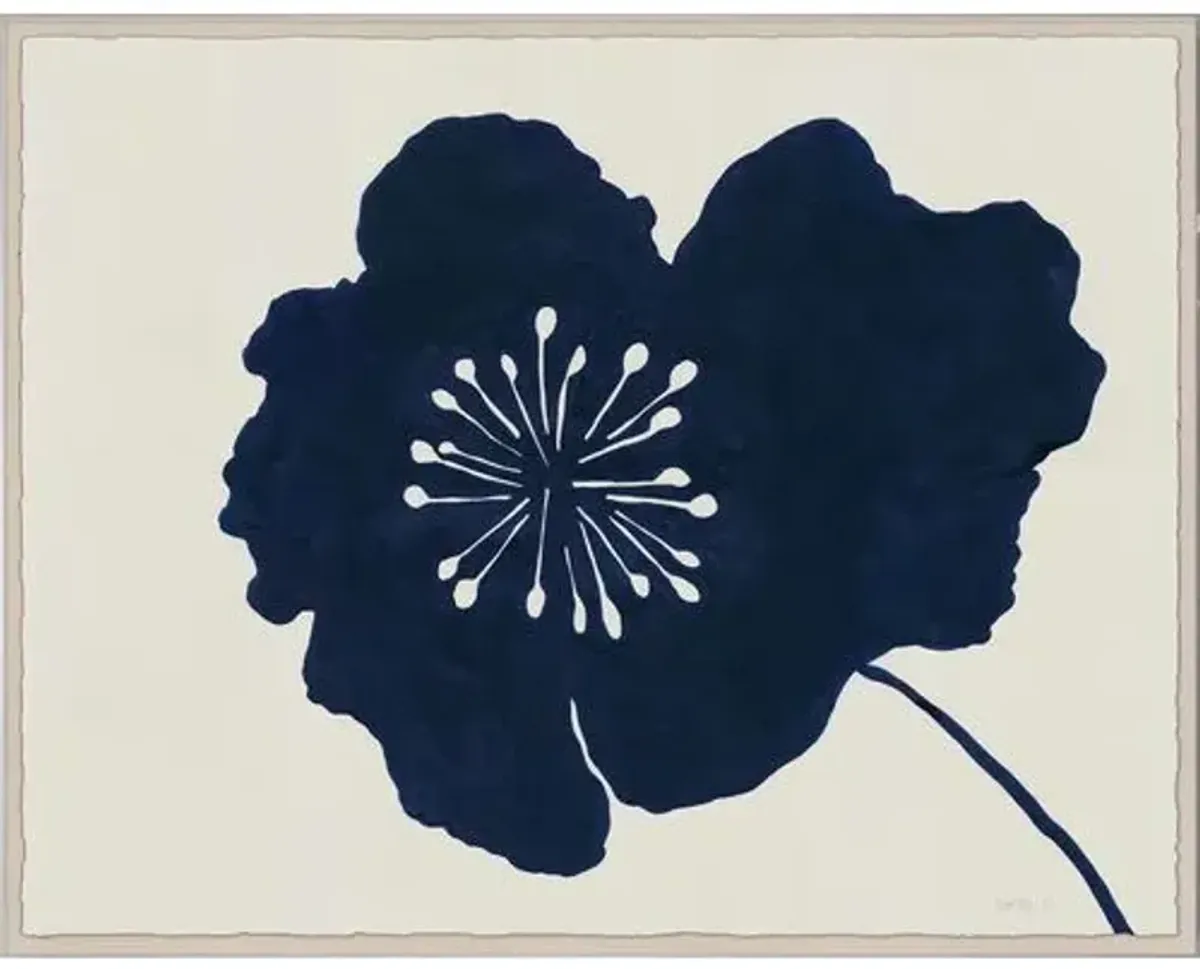 Susan Hable - Hellebores II (var. 1) Acrylic Framed Painting - 44" x 56" - Soicher Marin - Blue