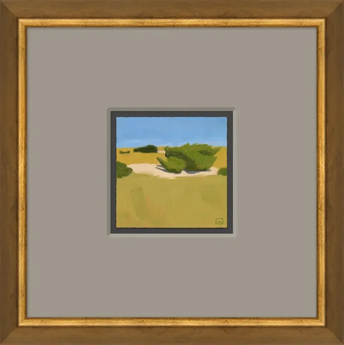 Leslie Snipes, Shrubbery, Cape Hatteras Framed Painting, 15.5" x 15.5"