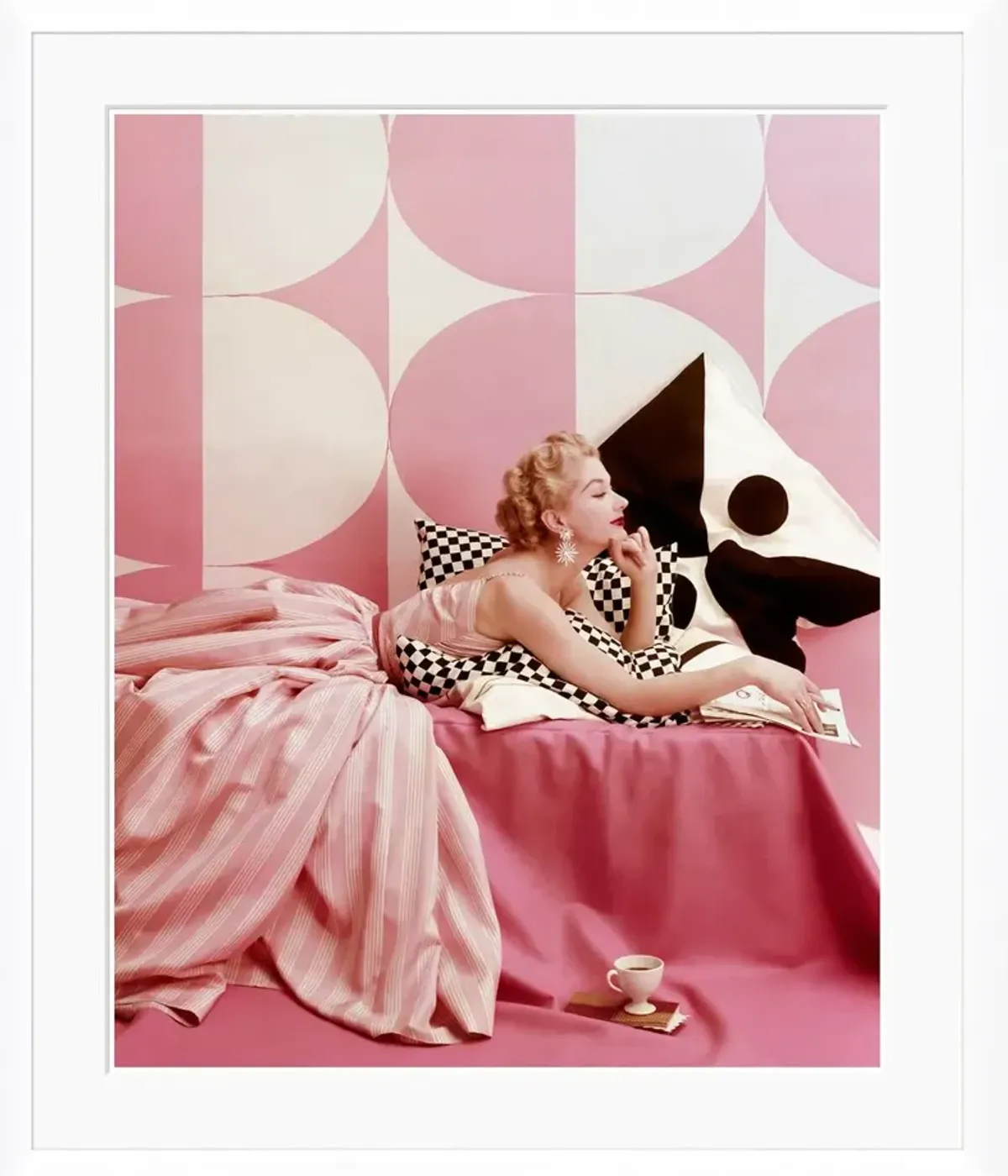 Vogue Magazine - "A Portrait of Lisa Fonssagrives Lying," Richard Rutledge - April 15 - 1952 Photograph - Soicher Marin - Pink