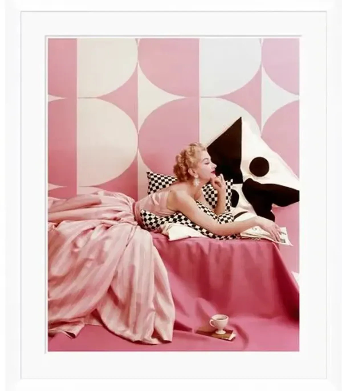 Vogue Magazine - "A Portrait of Lisa Fonssagrives Lying," Richard Rutledge - April 15 - 1952 Photograph - Soicher Marin - Pink