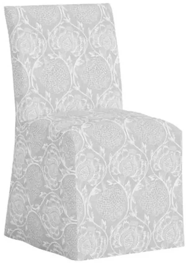 Edith Slipcover Dining Side Chair - Ranjit Floral - Gray