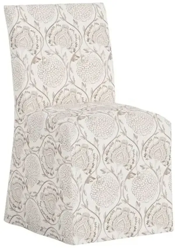 Edith Slipcover Dining Side Chair - Ranjit Floral - Brown