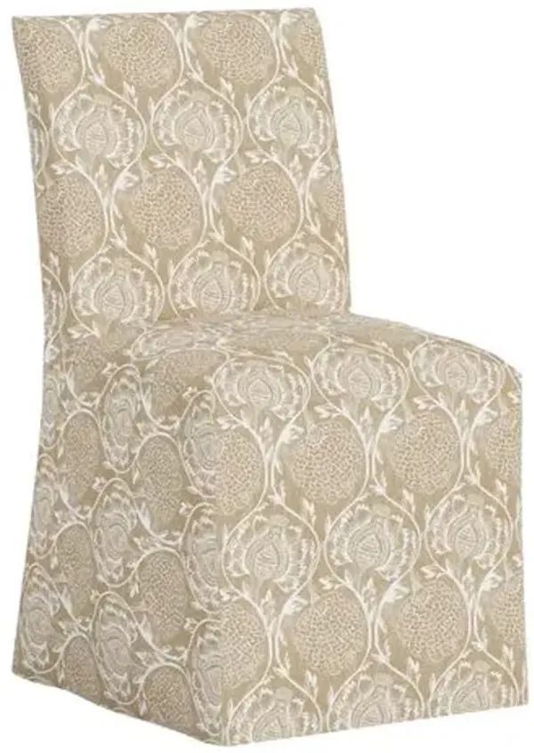 Edith Slipcover Dining Side Chair - Ranjit Floral - Beige