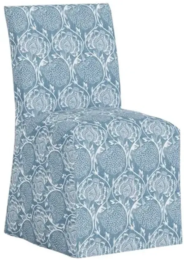 Edith Slipcover Dining Side Chair - Ranjit Floral - Blue