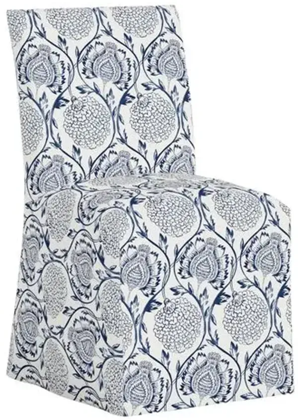 Edith Slipcover Dining Side Chair - Ranjit Floral - Blue