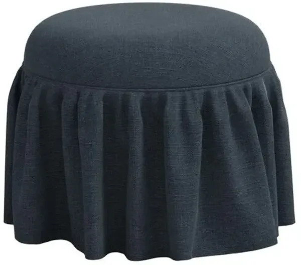Maggie Ruffle Skirted Ottoman - Linen - Handcrafted - Blue