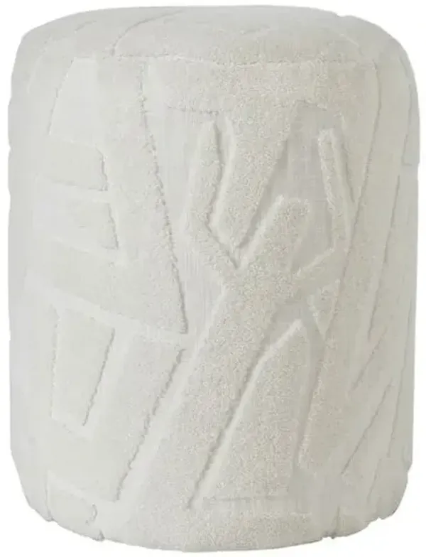Tera Embroidered Stool - Ivory - White