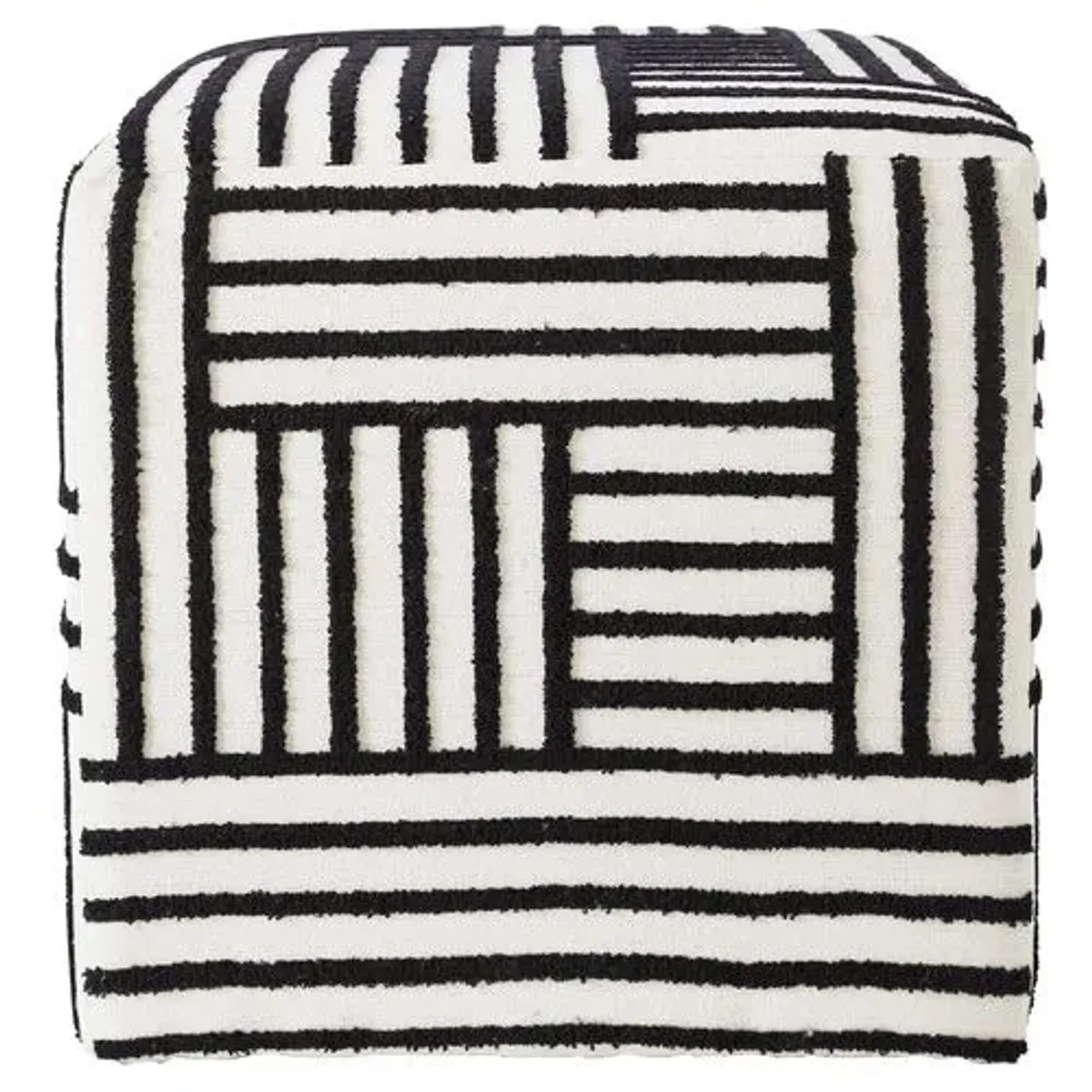 Monroe Canvas Cube Ottoman - Black