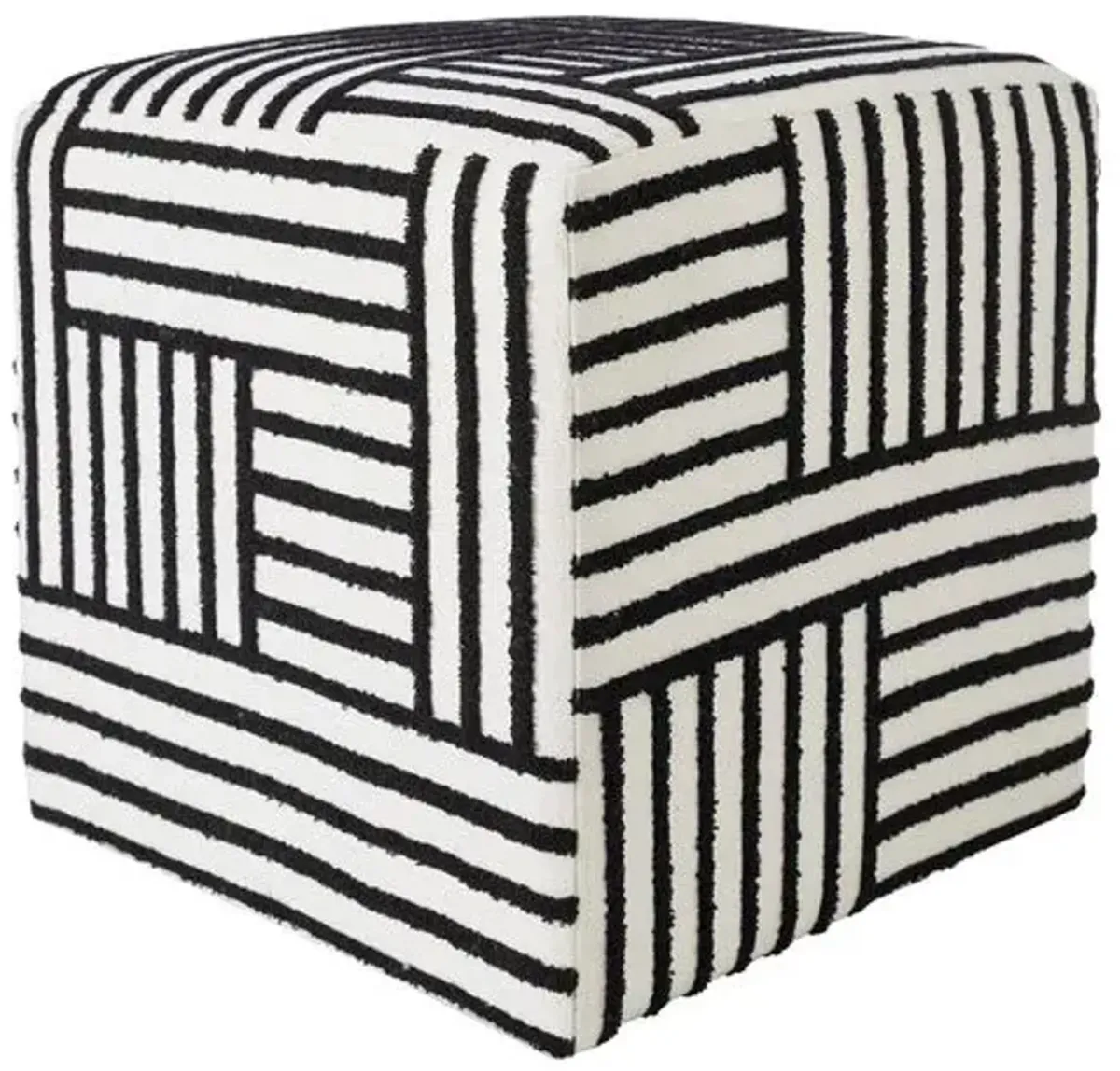 Monroe Canvas Cube Ottoman - Black