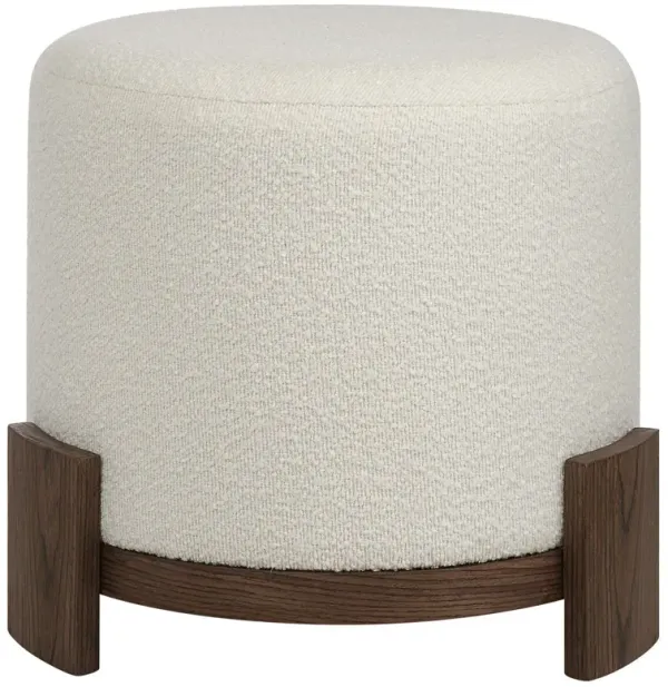 Chara Boucle Ottoman, Ivory/Walnut