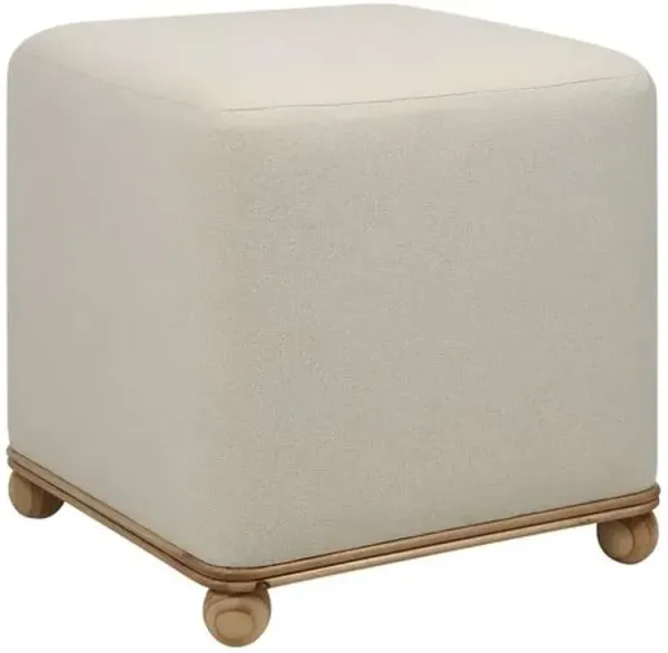 Sienna Linen Square Ottoman - Natural - Beige