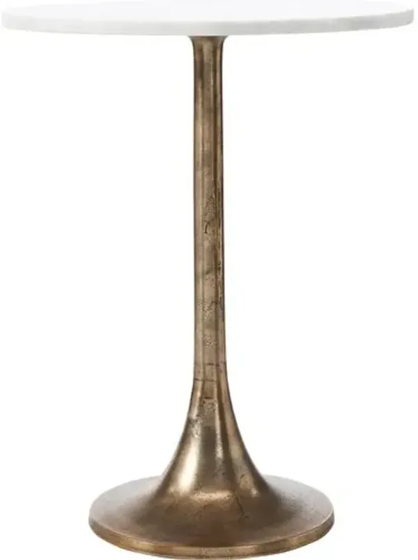 Amara Aluminum Side Table - Antique Brass - White