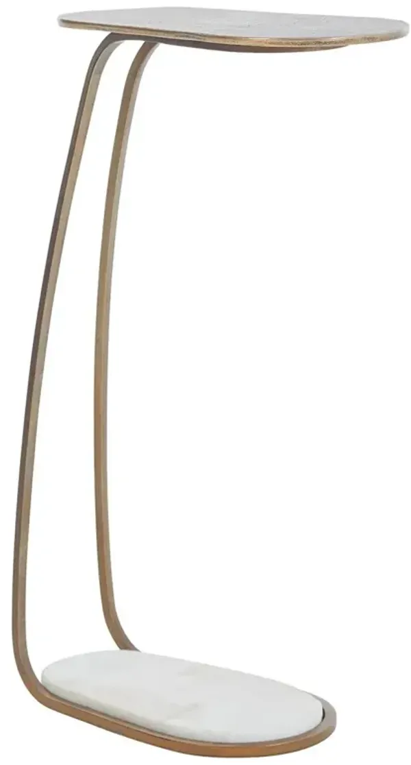 Balin Marble/Aluminum Side Table, White/Antique Brass