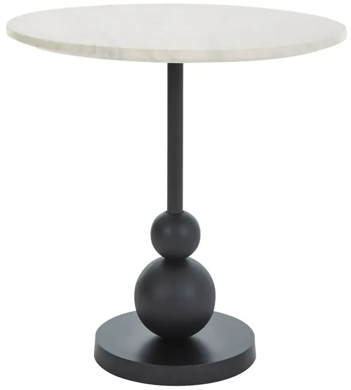 Corin Marble Top Round Side Table, White/Black