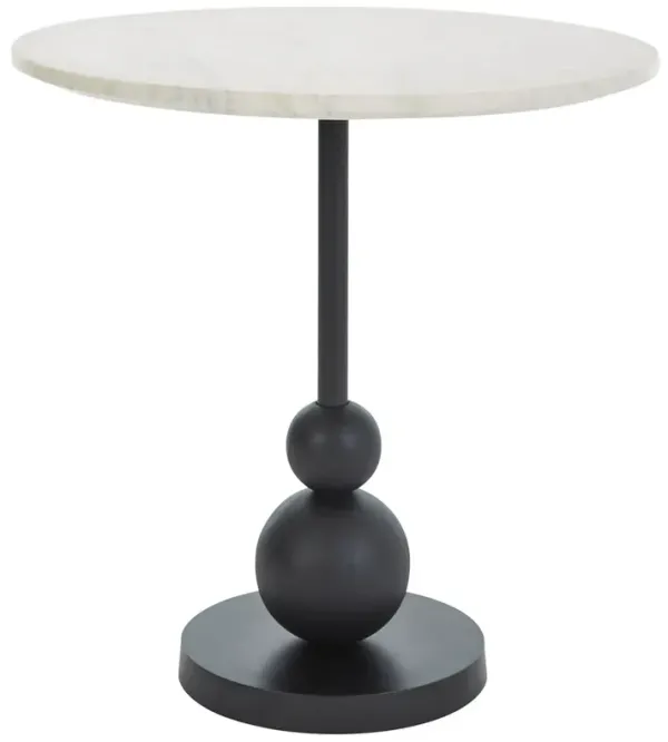 Corin Marble Top Round Side Table, White/Black