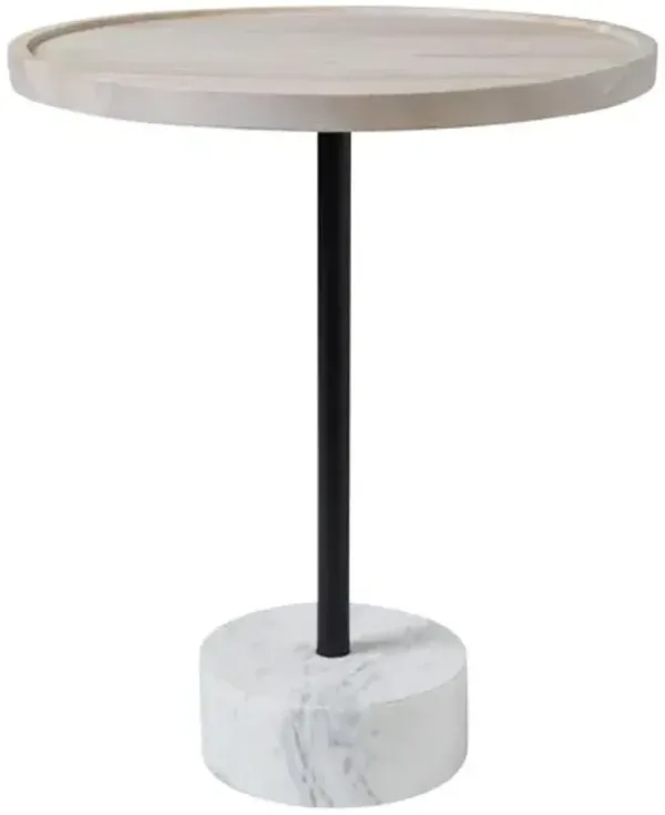 Antia Acacia Wood Side Table - Whitewash - Beige