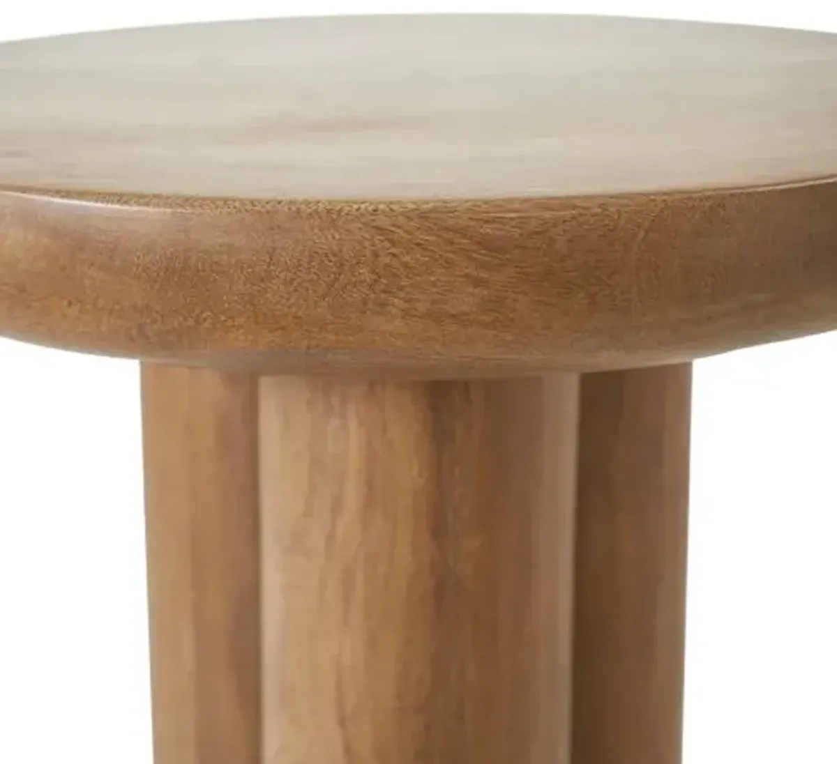 Hollis Mango Wood Round Side Table - Beige