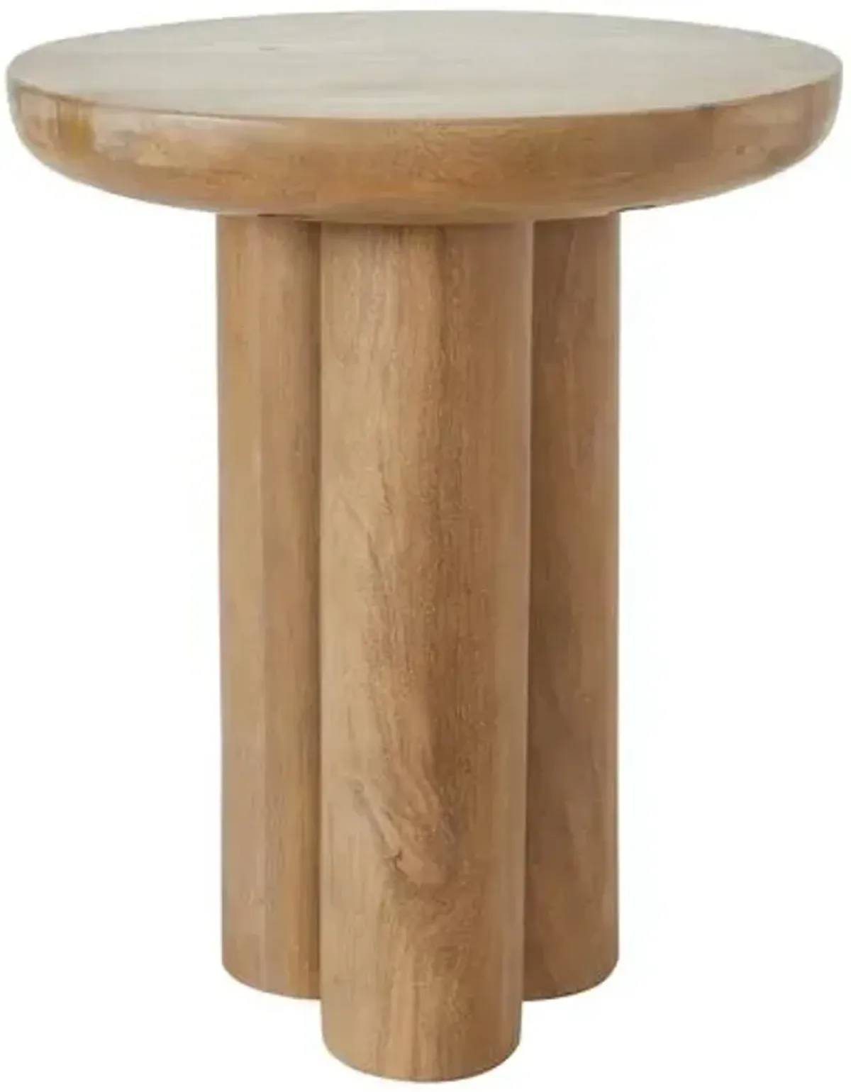 Hollis Mango Wood Round Side Table - Beige