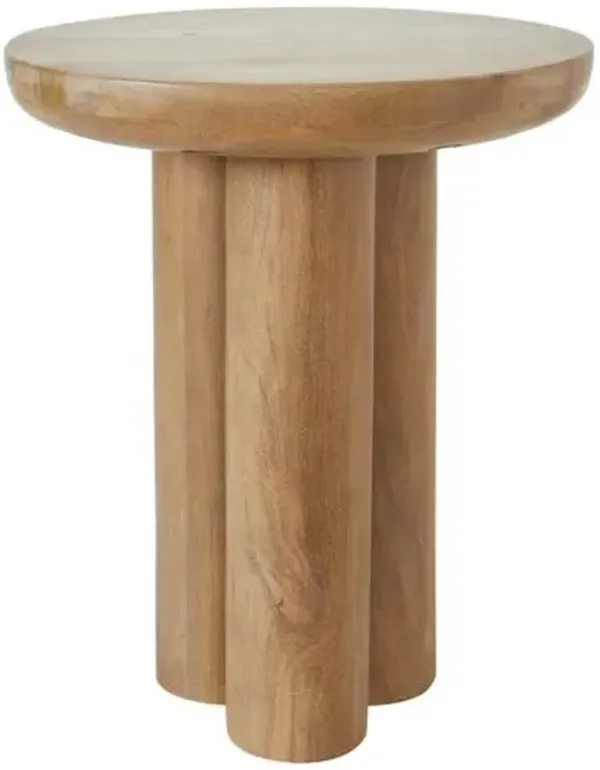 Hollis Mango Wood Side Table - Beige