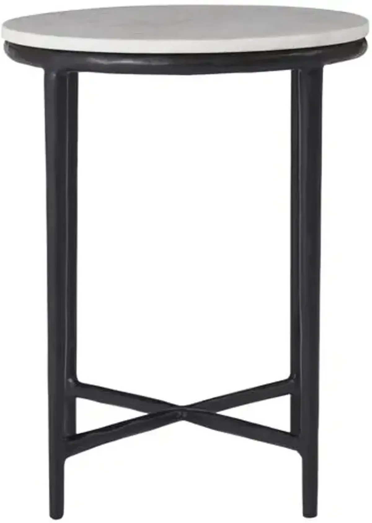 Vera Marble Top Round Side Table - White/Black