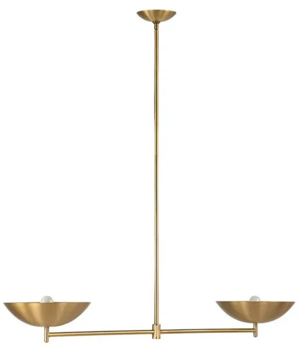 Waxen Iron Linear Chandelier, Plated Dark Antique Brushed Brass