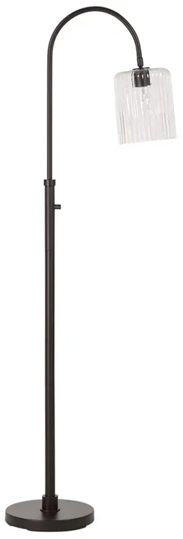 Darin Iron Floor Lamp - Black/Reeded Glass