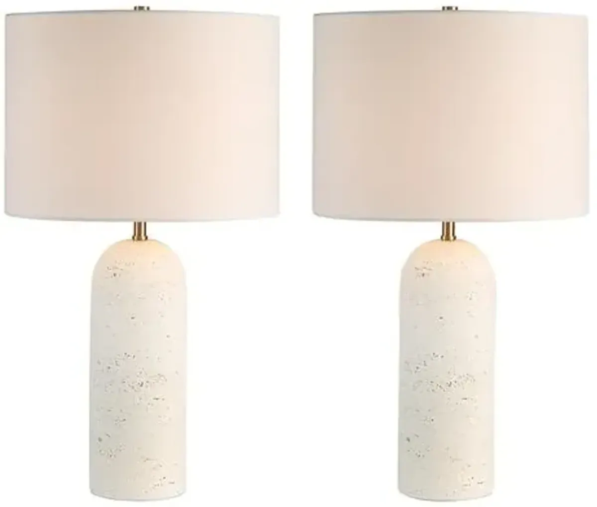 Set of 2 Doro Table Lamps - White Travertine