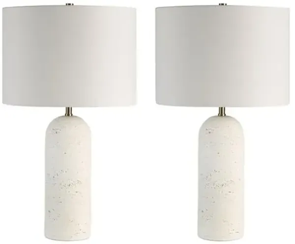 Set of 2 Doro Table Lamps - White Travertine