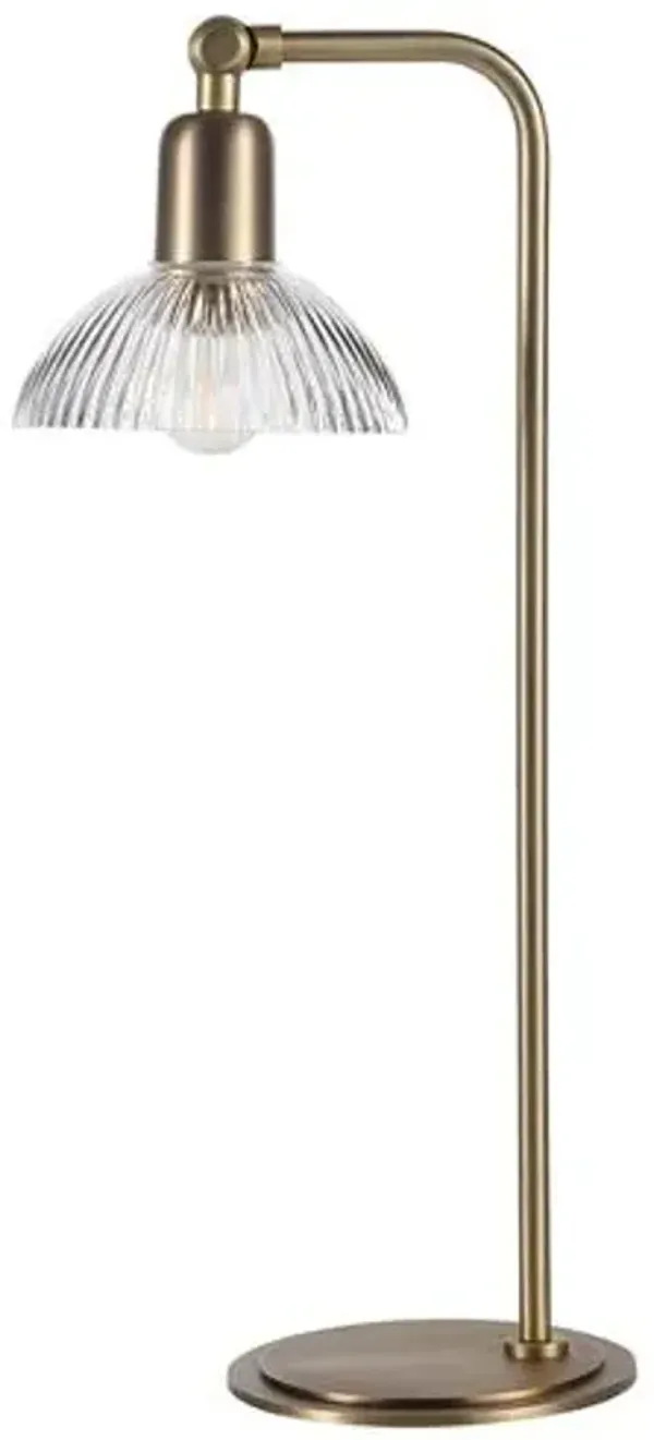 Saro Table Lamp - Antique Brushed Brass - Yellow
