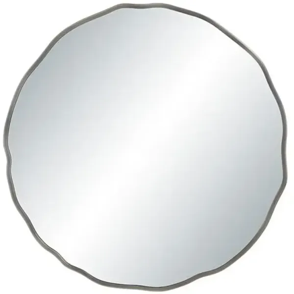 Cerro 30" Round Iron Wall Mirror - Silver