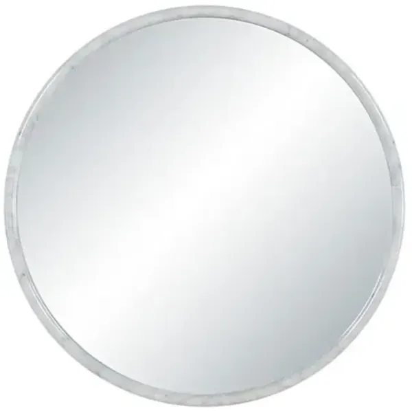 Cento 36" Round Marble Wall Mirror - White