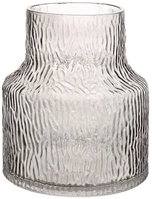 Hyacinth Mouth Blown Glass Vase - Grey Texture - Gray