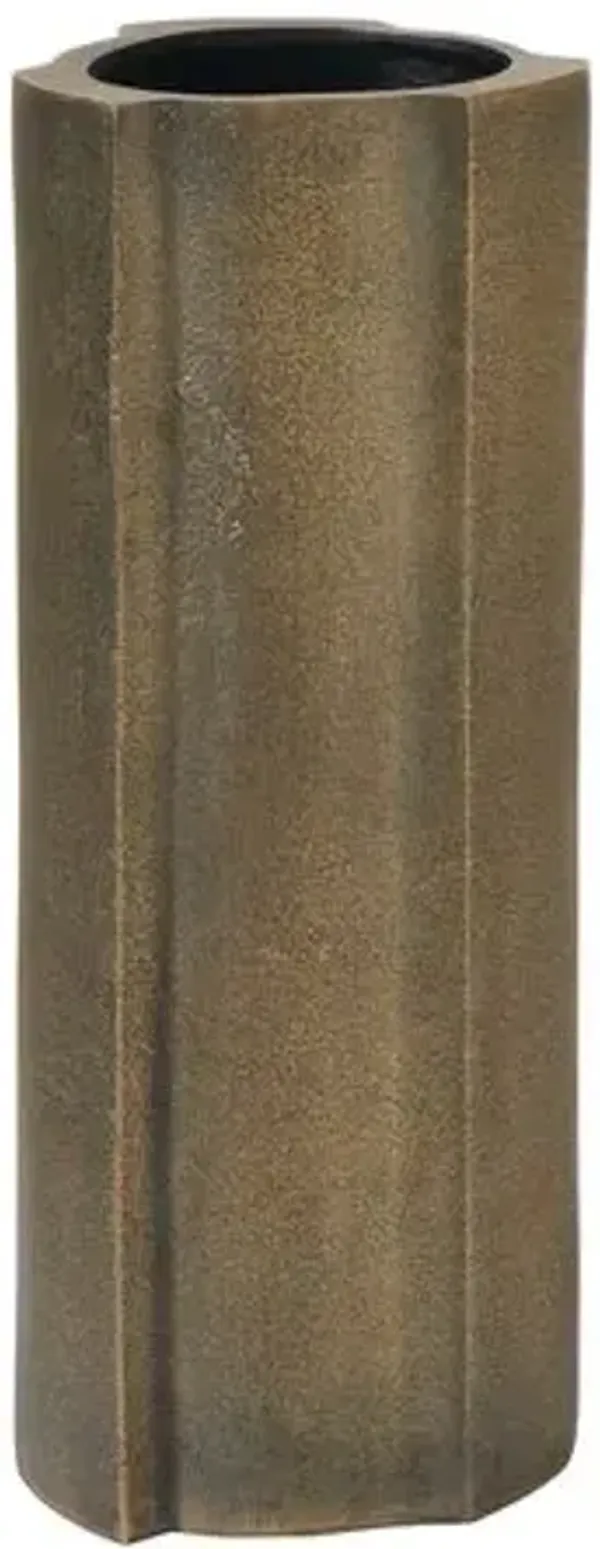 Intera Cast Aluminum Vase - Plated Antique Brass - Yellow