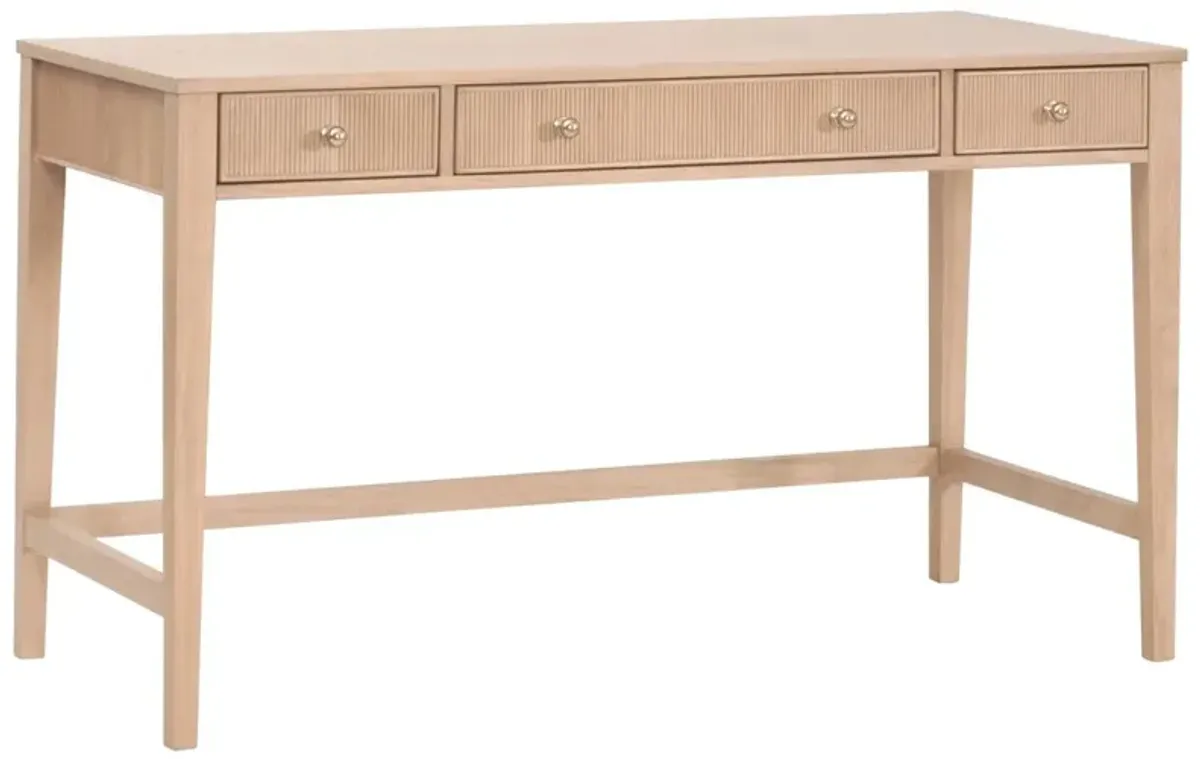 Linden 3-Drawer Fluted Desk, Natural Oak