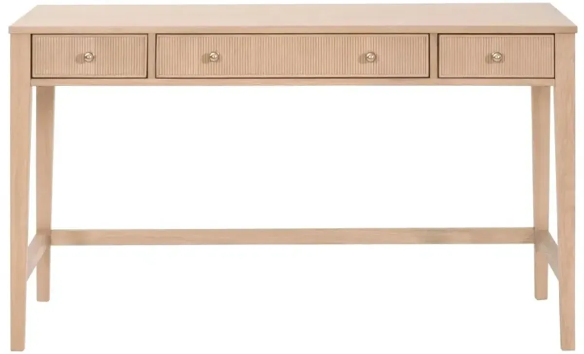 Linden 3-Drawer Fluted Desk, Natural Oak