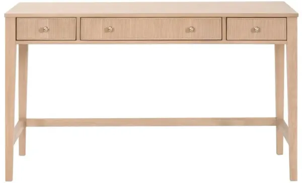 Linden 3-Drawer Fluted Desk, Natural Oak