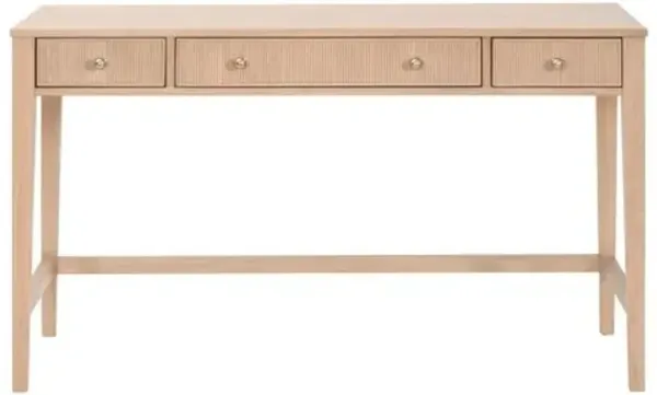 Linden Fluted Desk - Natural Oak - Brown