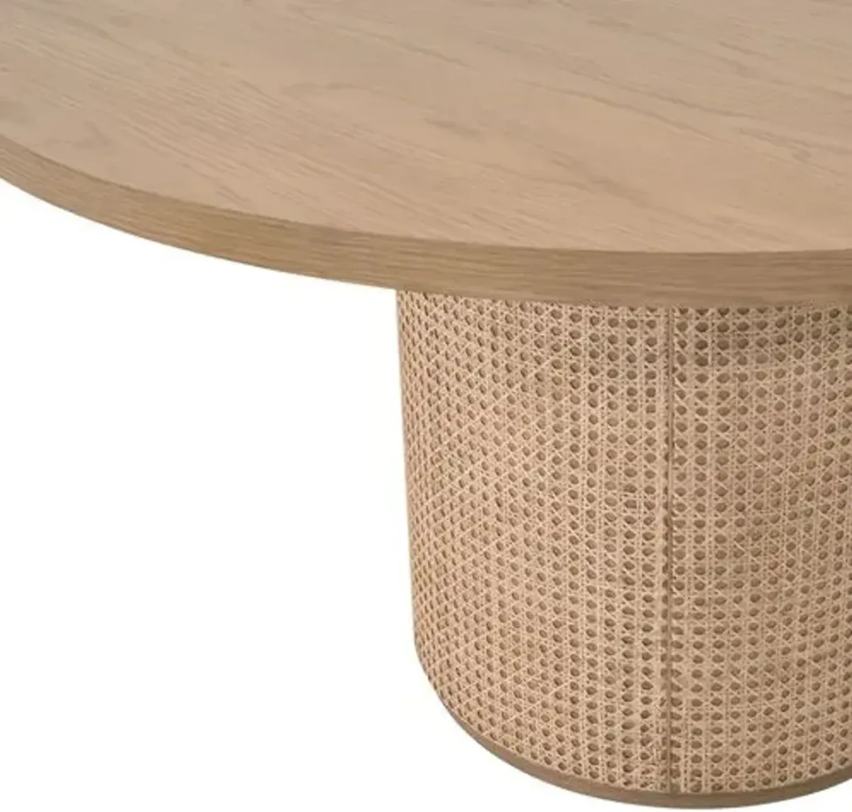 Riviera 54" Round Cane Dining Table - Oak