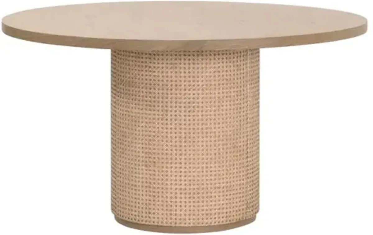 Riviera 54" Round Cane Dining Table - Oak