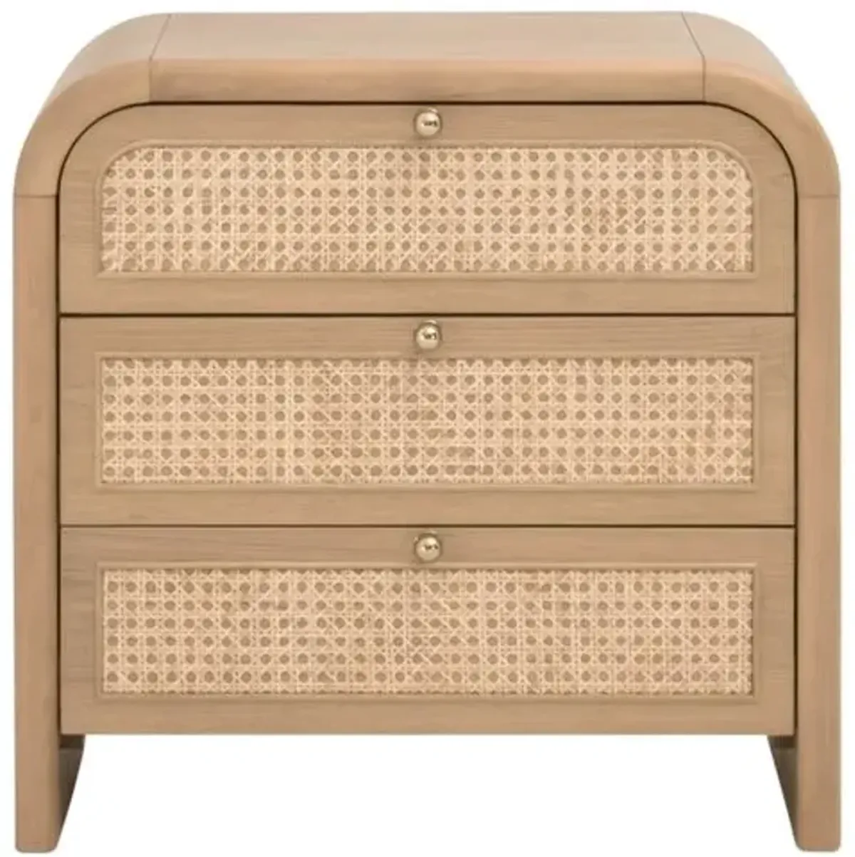Riviera 3-Drawer Cane Nightstand - Oak