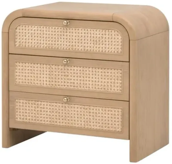 Riviera 3-Drawer Cane Nightstand - Oak