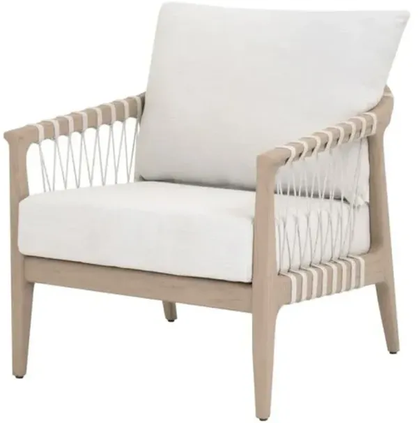 Neri Outdoor Rope Detail Club Chair - Washed Ever Teak/Performance White Speckle