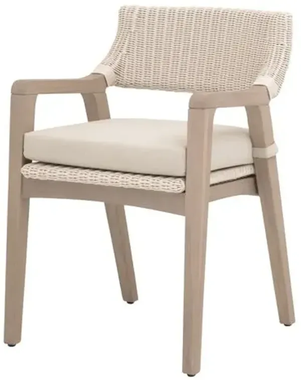 Luna Outdoor Wicker Arm Chair - Pure White/Washed Ever Teak