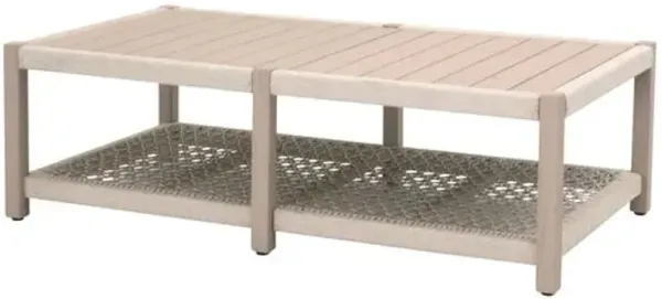 Wren Outdoor Rope Coffee Table - Oat/Washed Ever Teak - Beige