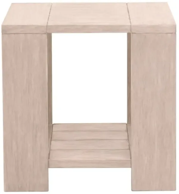 Suzie Outdoor End Table, Washed Ever Teak