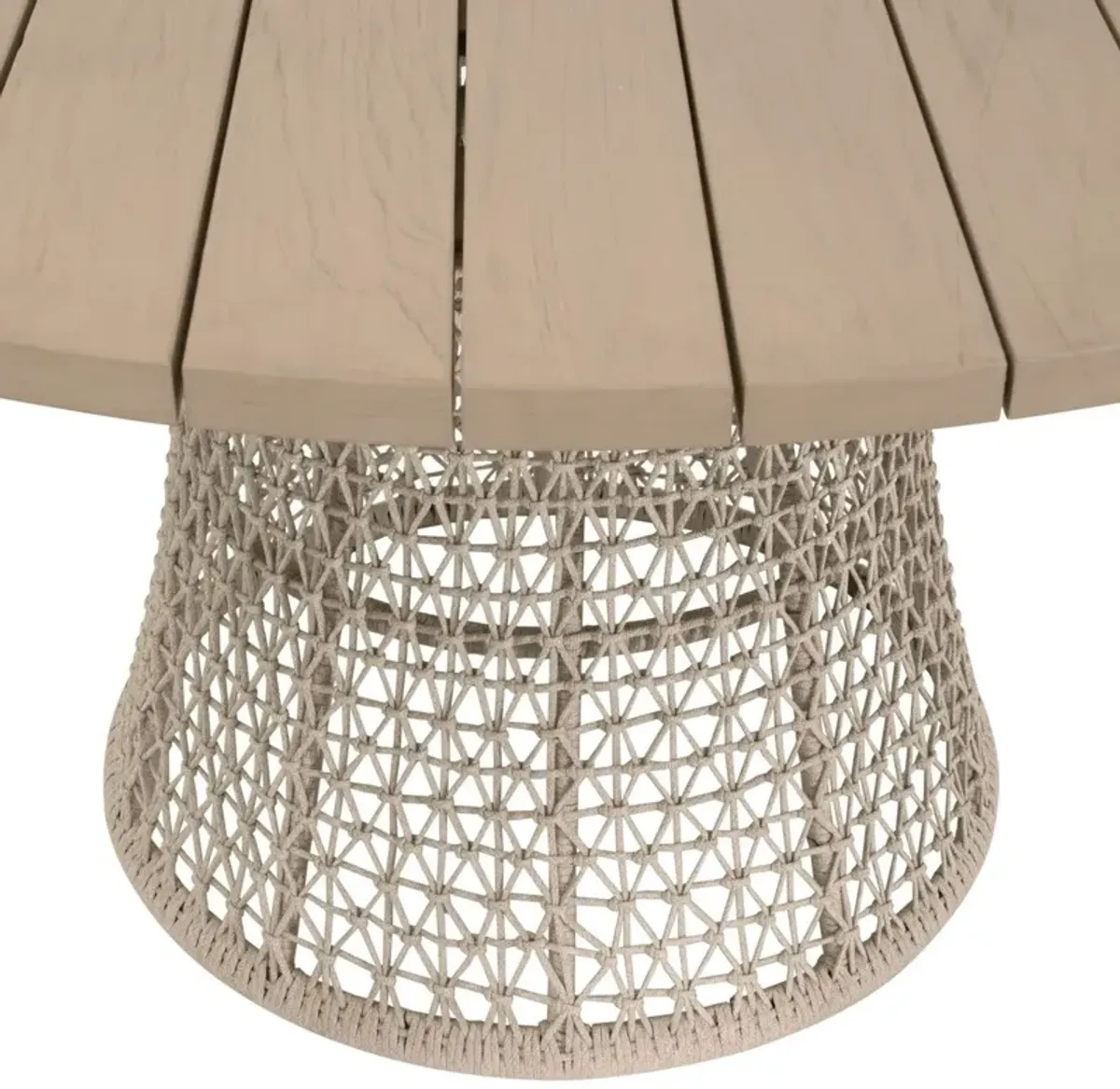 Kora Outdoor 54" Round Rope Base Dining Table, Washed Ever Teak